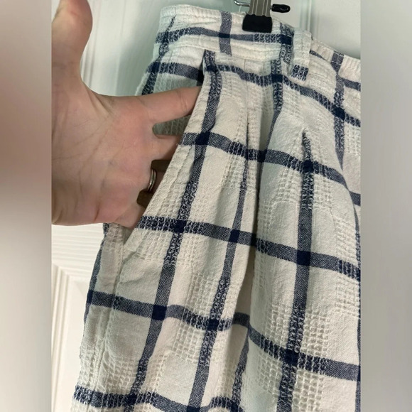 Madewell Linen-Cotton Pleated Mid-Length Shorts in Windowpane Size 12 - Picture 6 of 10